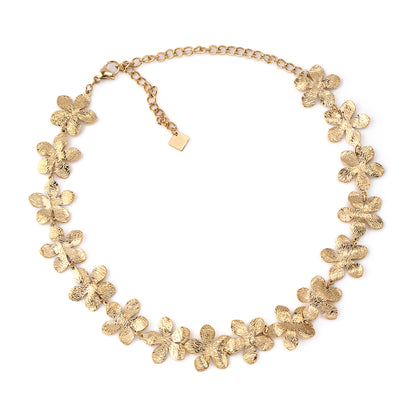 Colar Flores Trabalhada Dourado ou Prateado