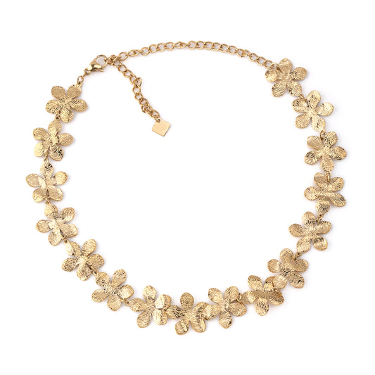 Colar Flores Trabalhada Dourado ou Prateado