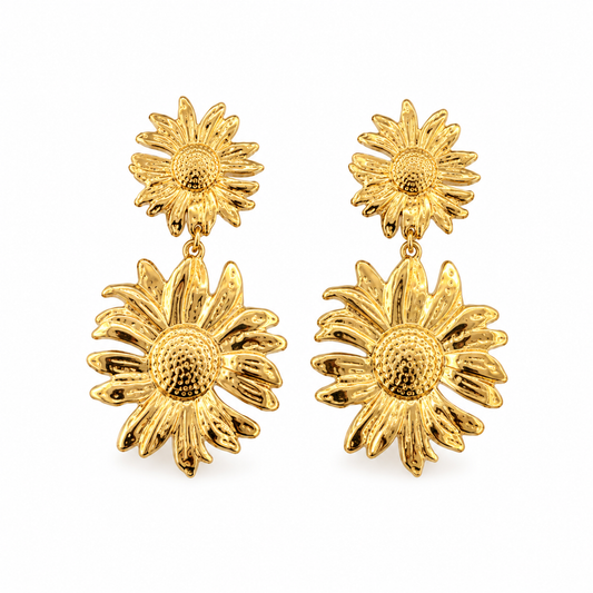 Brincos Girassol Dourado ou Prateado