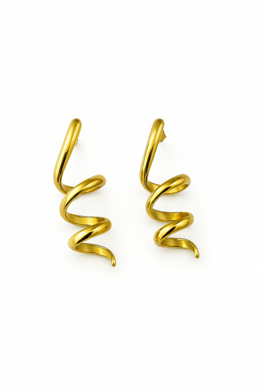Brincos Espiral | Dourado | Aço Inoxidável