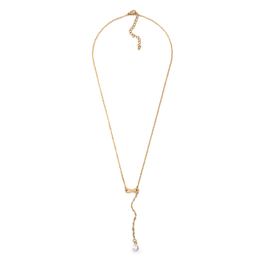 Colar Infinito e Pérola Dourado
