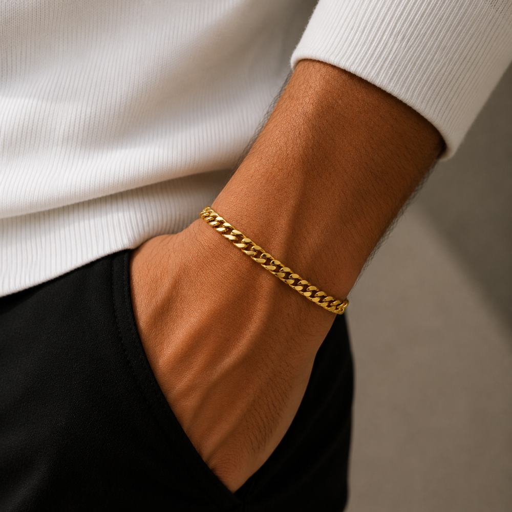 Pulseira Masculina Corrente Dourado ou Prateado