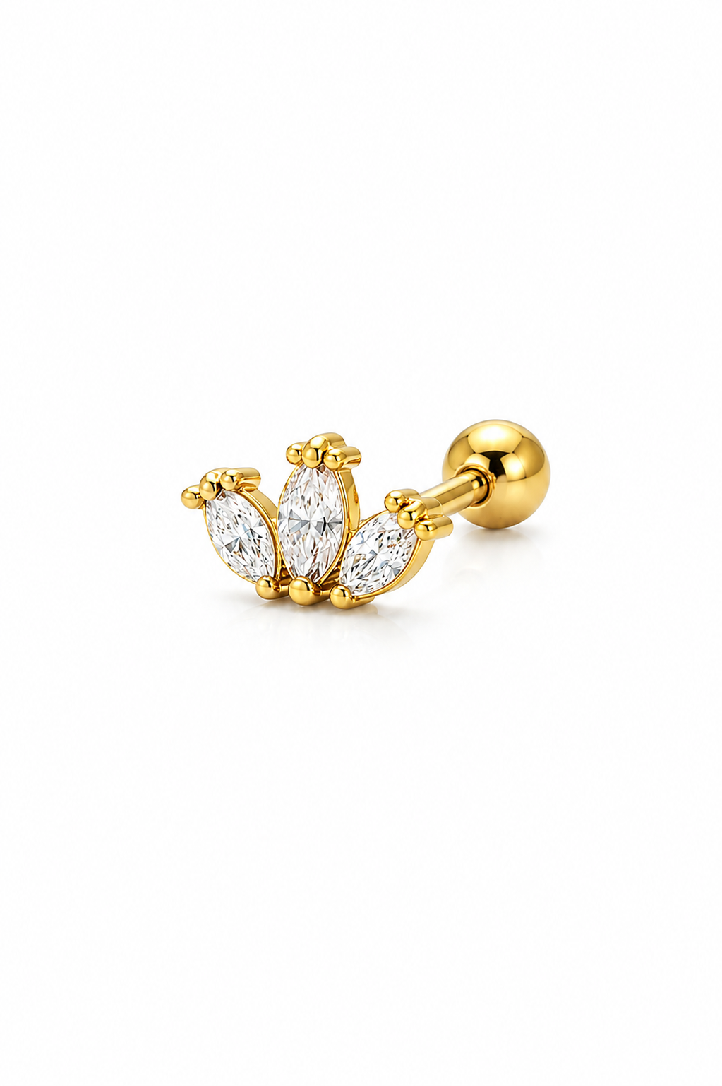 Piercing 3 Brilhos Dourado ou Prateado