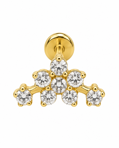 Piercing Curvo Flor Dourado ou Prateado