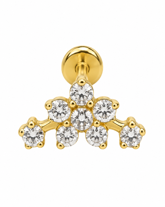 Piercing Curvo Flor Dourado ou Prateado