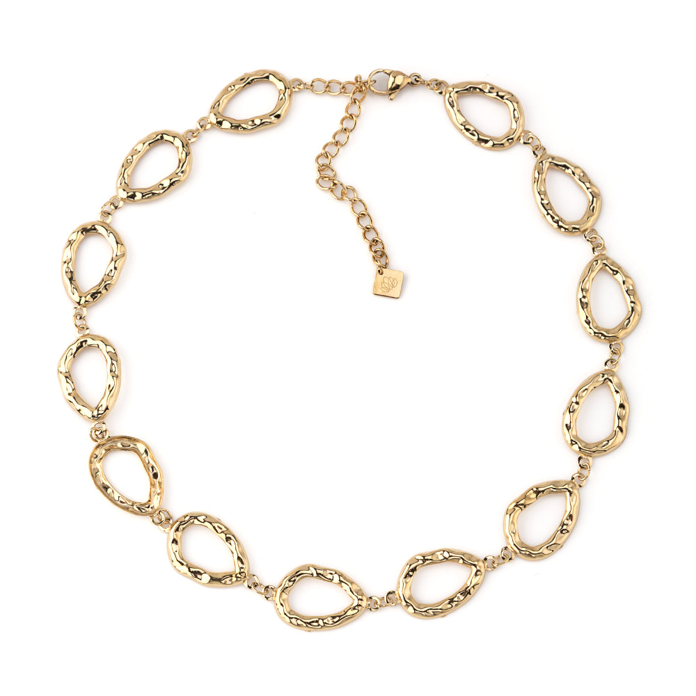 Colar Elos Trabalhados Dourado ou Prateado