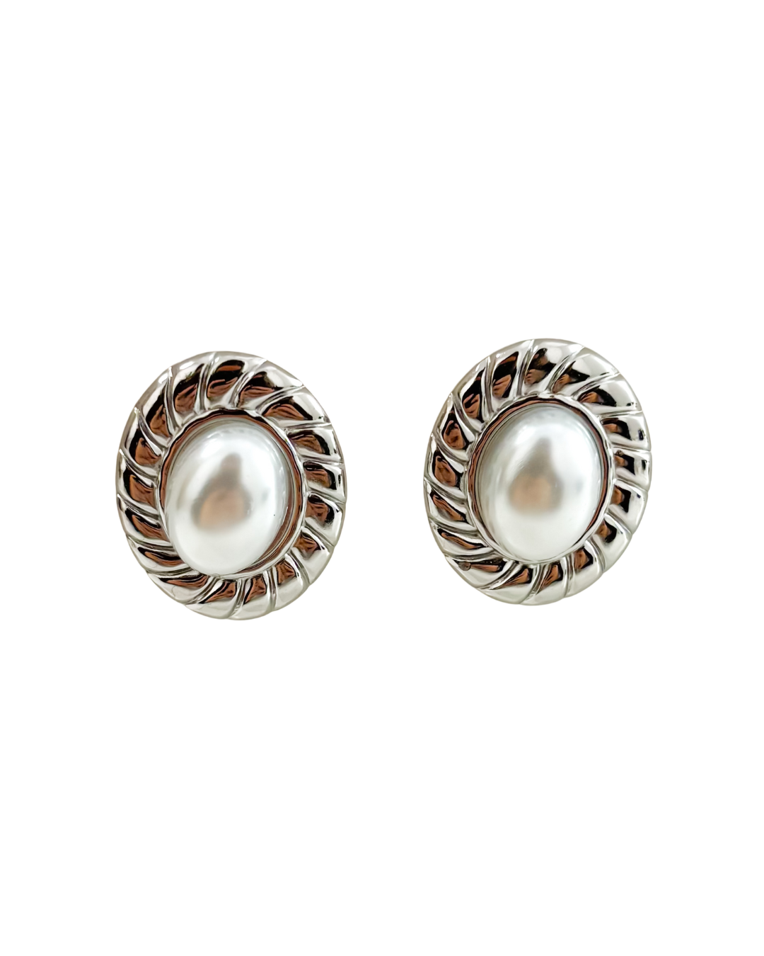 brincos classic pearl prateado aço inox 316l