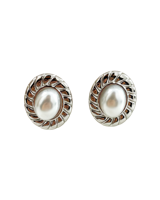 brincos classic pearl prateado aço inox 316l