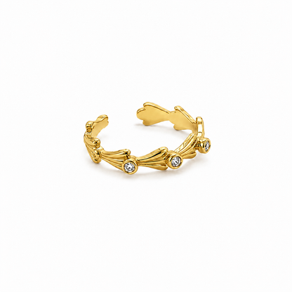 Anel Ajustável Sereia com Brilhantes Dourado
