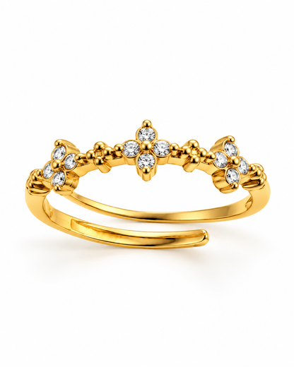 Anel Trevos Brilhantes Dourado ou Prateado