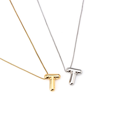 colar inicial bubble dourado aço inox 316l
Colar com letra T
colar inicial bubble prateado aço inoxidável