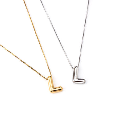 colar inicial bubble dourado aço inox 316l
Colar com letra L
colar inicial bubble prateado aço inoxidável