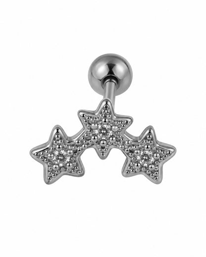 Piercing 3 Estrelas com Brilhante Dourado ou Prateado