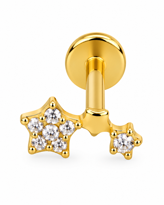 Piercing 3 Estrelas Dourado ou Prateado