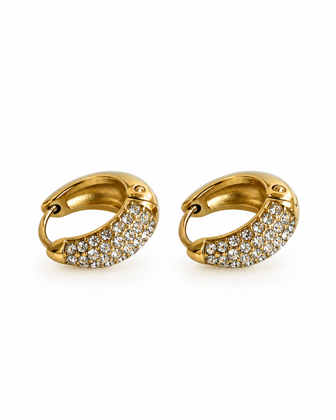 Brincos Argola Gota Brilhantes Dourado ou Prateado 12mm, 14mm ou 16mm