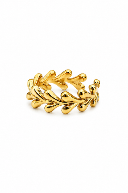 Anel Ajustável Folhas Dourado ou Prateado