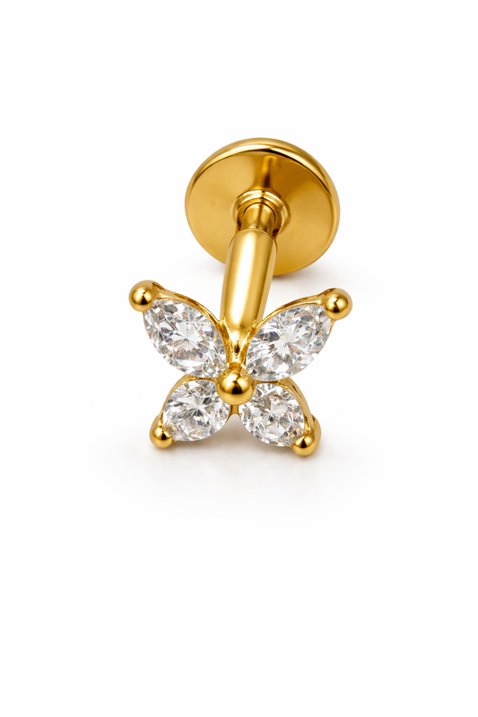 Piercing Borboleta Dourado ou Prateado