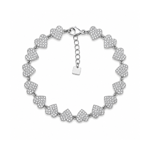 Pulseira Corações Brilhantes Dourado ou Prateado