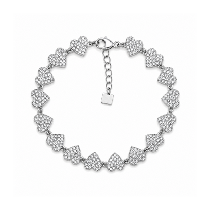 Pulseira Corações Brilhantes Dourado ou Prateado