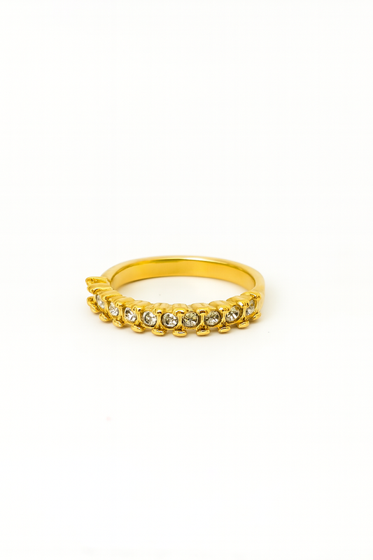 Anel Zircónias Numerado | Dourado | Aço Inoxidável