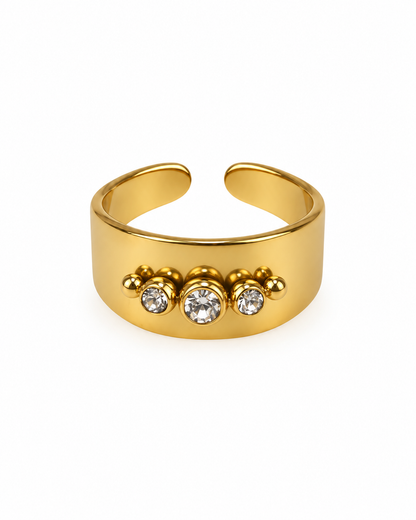 Anel 3 Brilhantes Dourado ou Prateado
