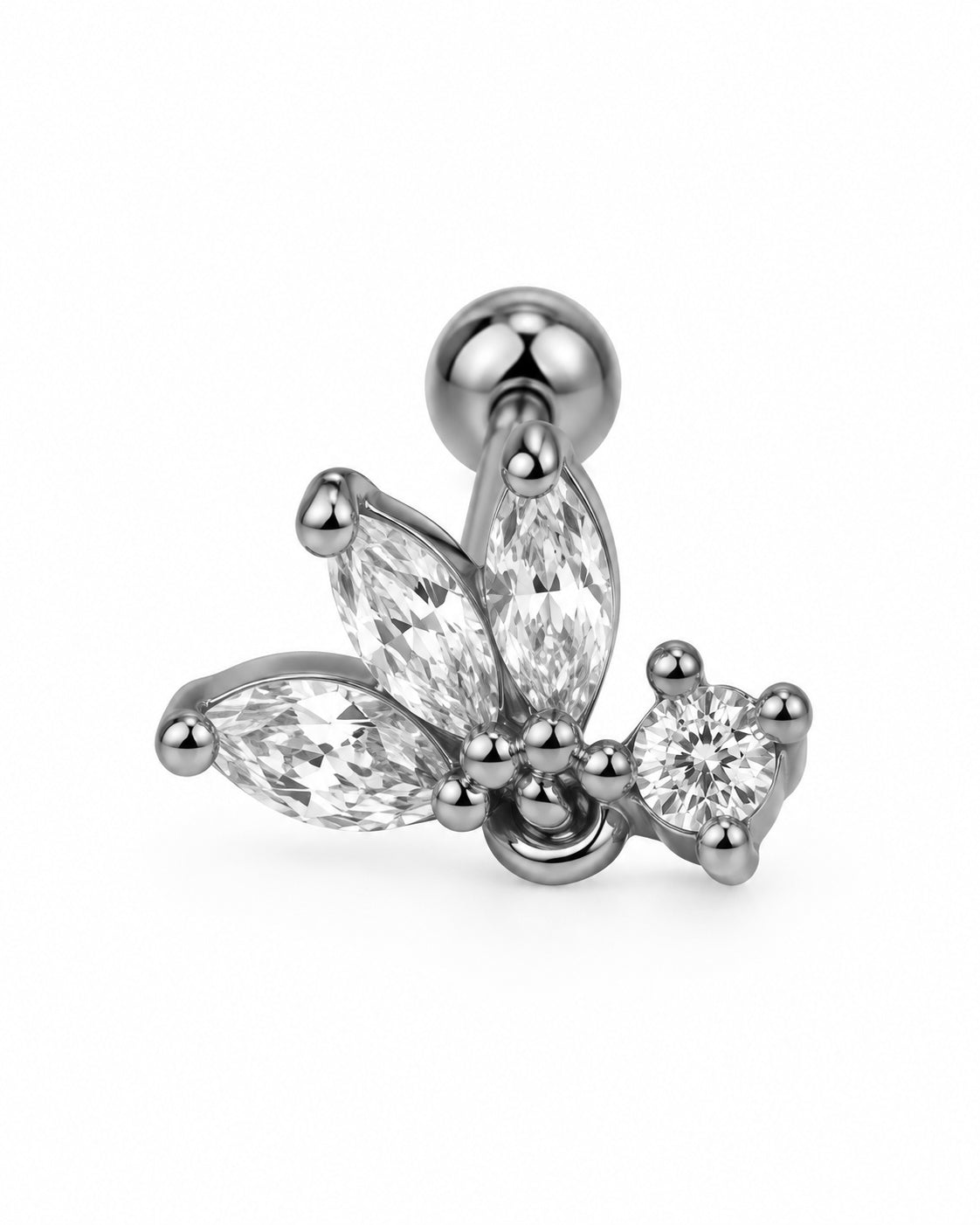 Piercing Folhas com Pendente Brilhante Dourado ou Prateado
