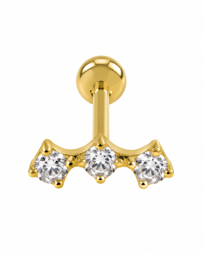 Piercing 3 Brilhantes Dourado ou Prateado
