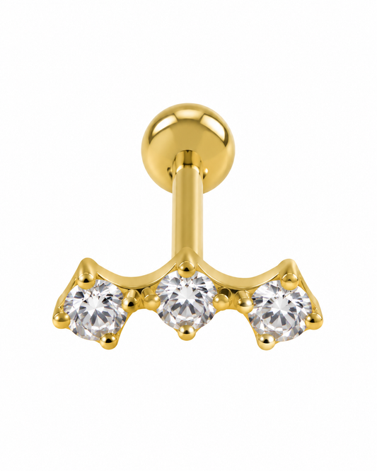 Piercing 3 Brilhantes Dourado ou Prateado