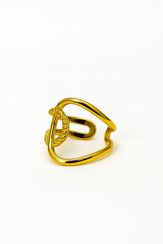 Anel Maxi Aberto Ajustável | Dourado | Aço Inoxidável