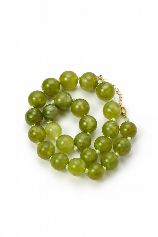 Colar Bubbles Maxi | Verde ou Bege | Pedra e Aço Inoxidável