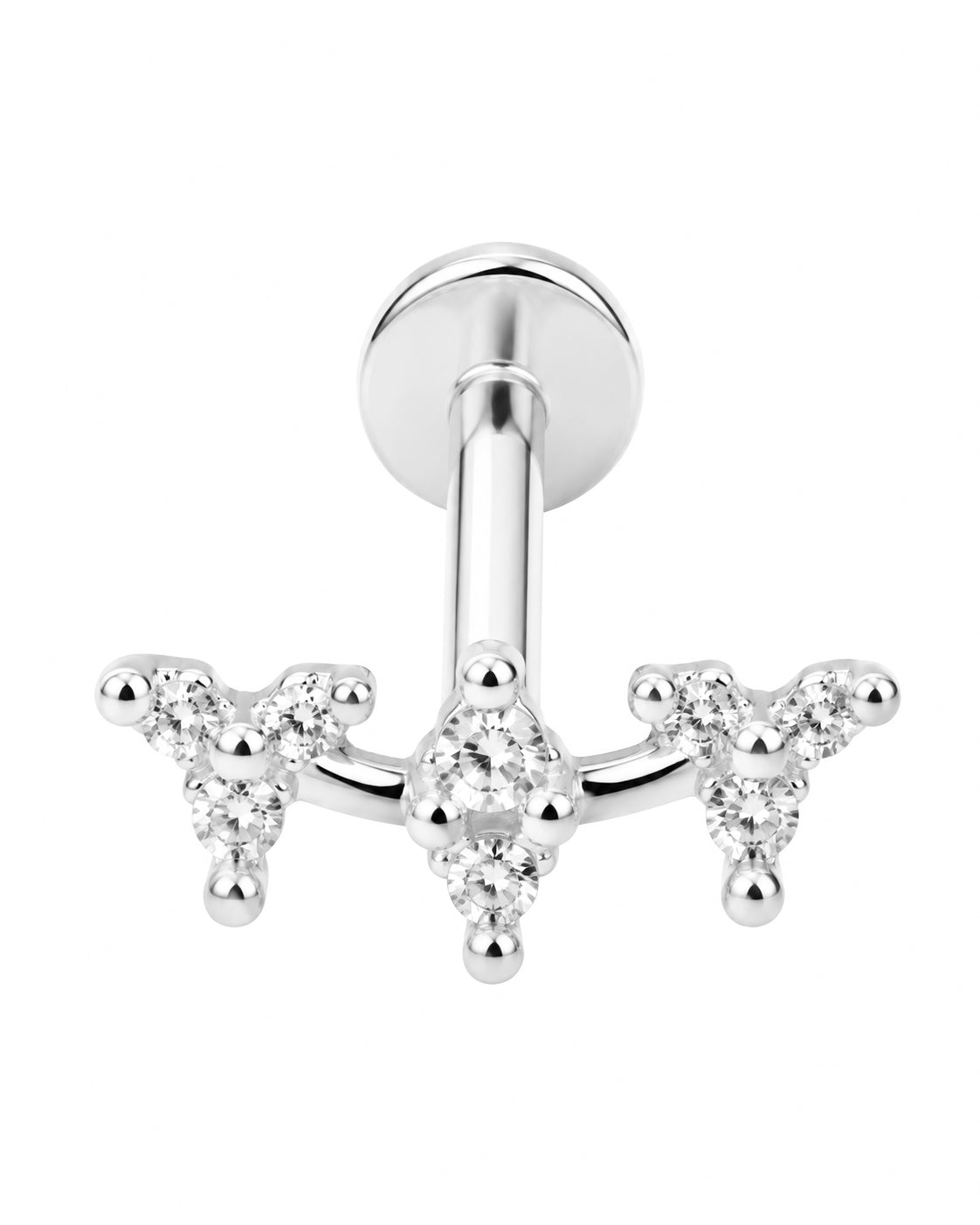 Piercing Folha Mini Brilhantes Dourado ou Prateado