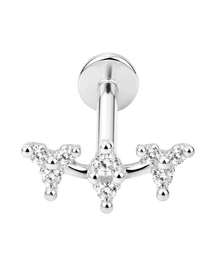 Piercing Folha Mini Brilhantes Dourado ou Prateado