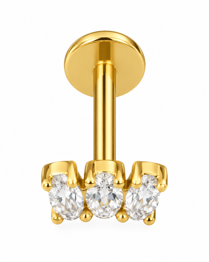 Piercing 3 Brilhos Dourado ou Prateado
