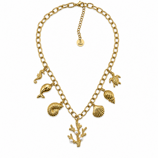 Colar Charms Coral Dourado