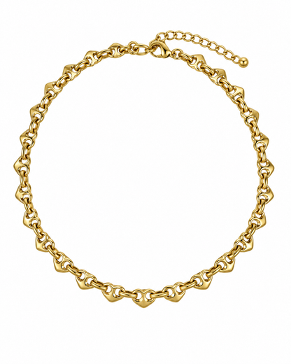 Colar Corações Corrente Dourado