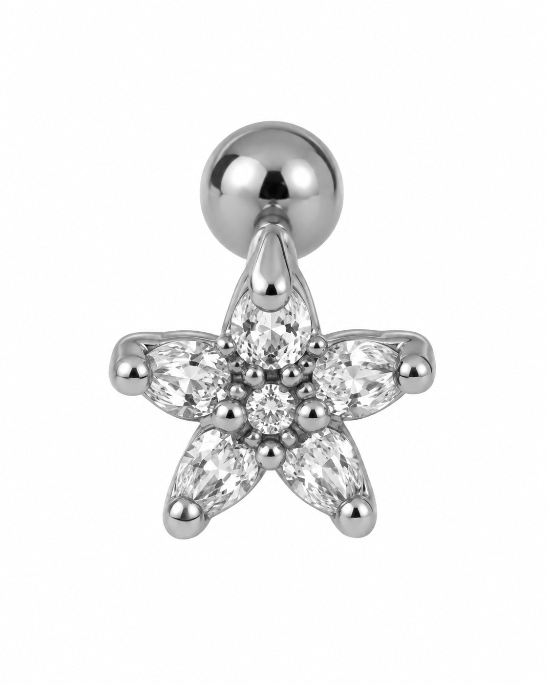 Piercing Flor Estrela Dourado ou Prateado