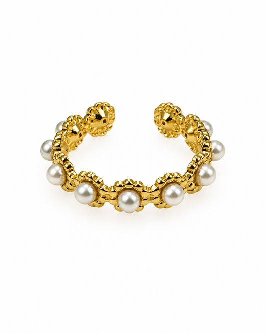 Anel Mini Pérolas Dourado ou Prateado