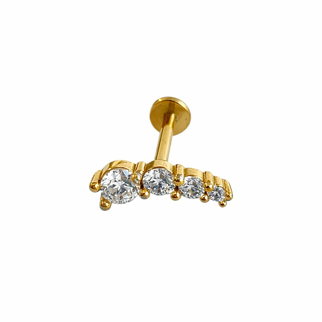Piercing 4 Brilhantes Dourado ou Prateado