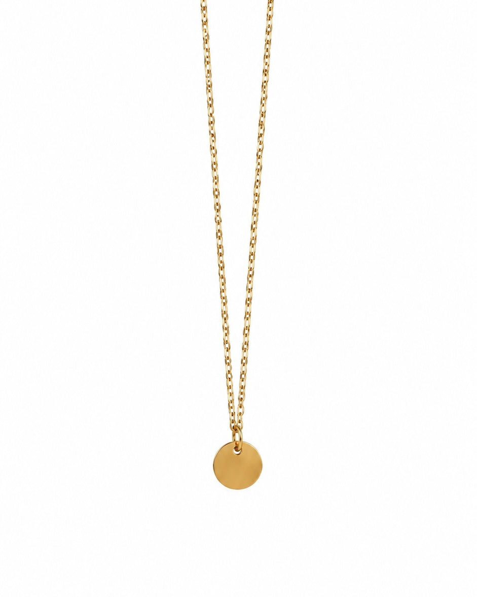 Colar em Aço com Gravação a Laser Círculo Mini Dourado ou Prateado
