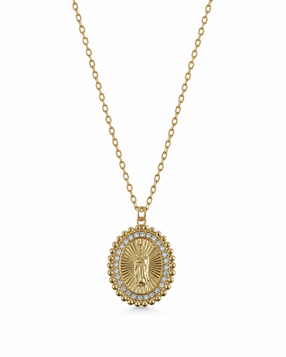 Colar Nossa Senhora Brilhantes Dourado