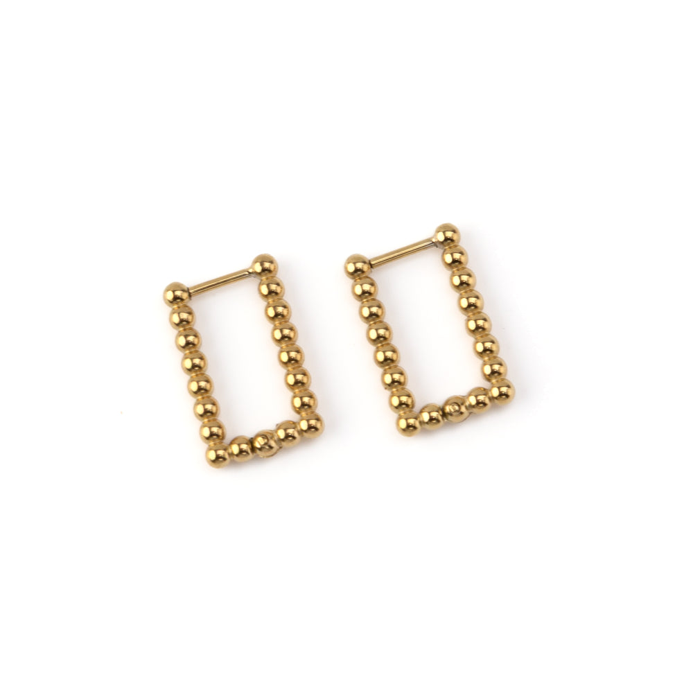 Brincos Retângulo Bolinhas Dourado ou Prateado