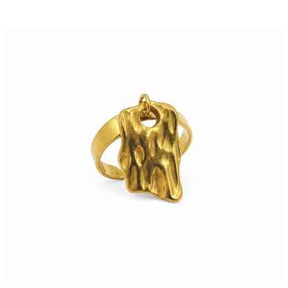 Anel Ajustável Pendente Irregular Dourado
