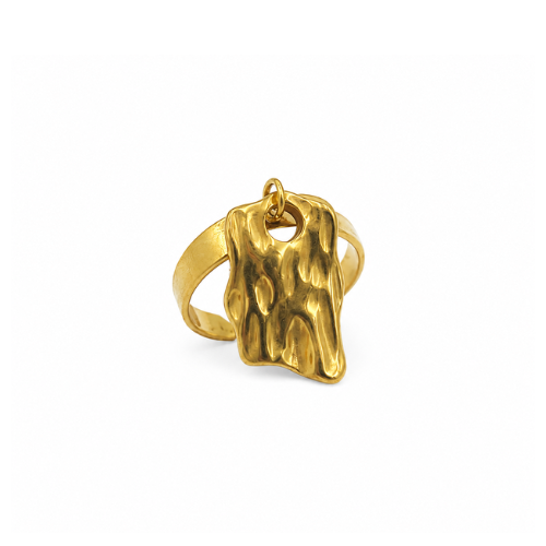 Anel Ajustável Pendente Irregular Dourado