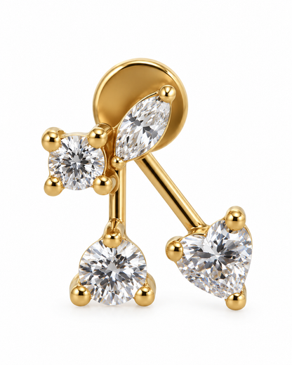 Piercing Cereja Dourado ou Prateado