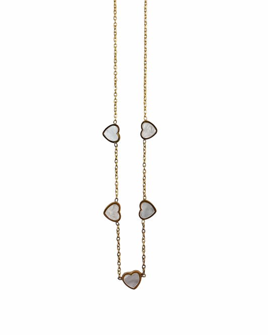 Colar Corações Madrepérola Dourado