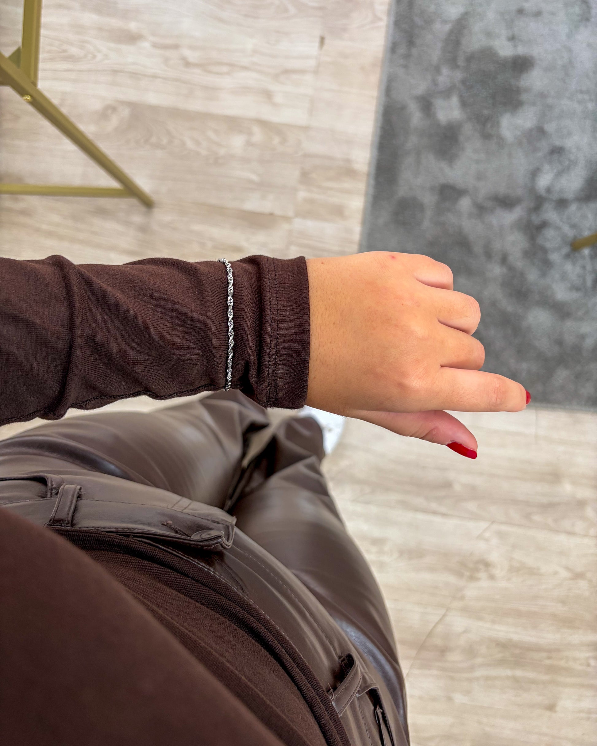 pulseira de malha torcida aço inox 316l