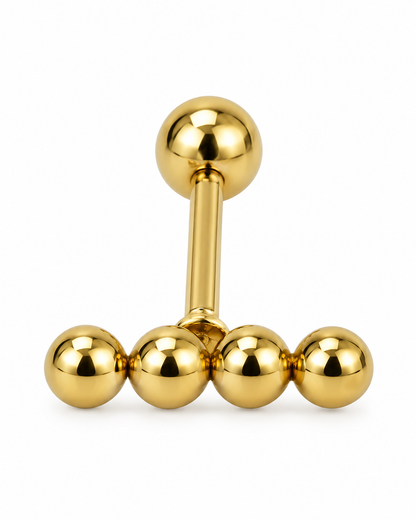 Piercing Travessão Bolinhas Dourado ou Prateado
