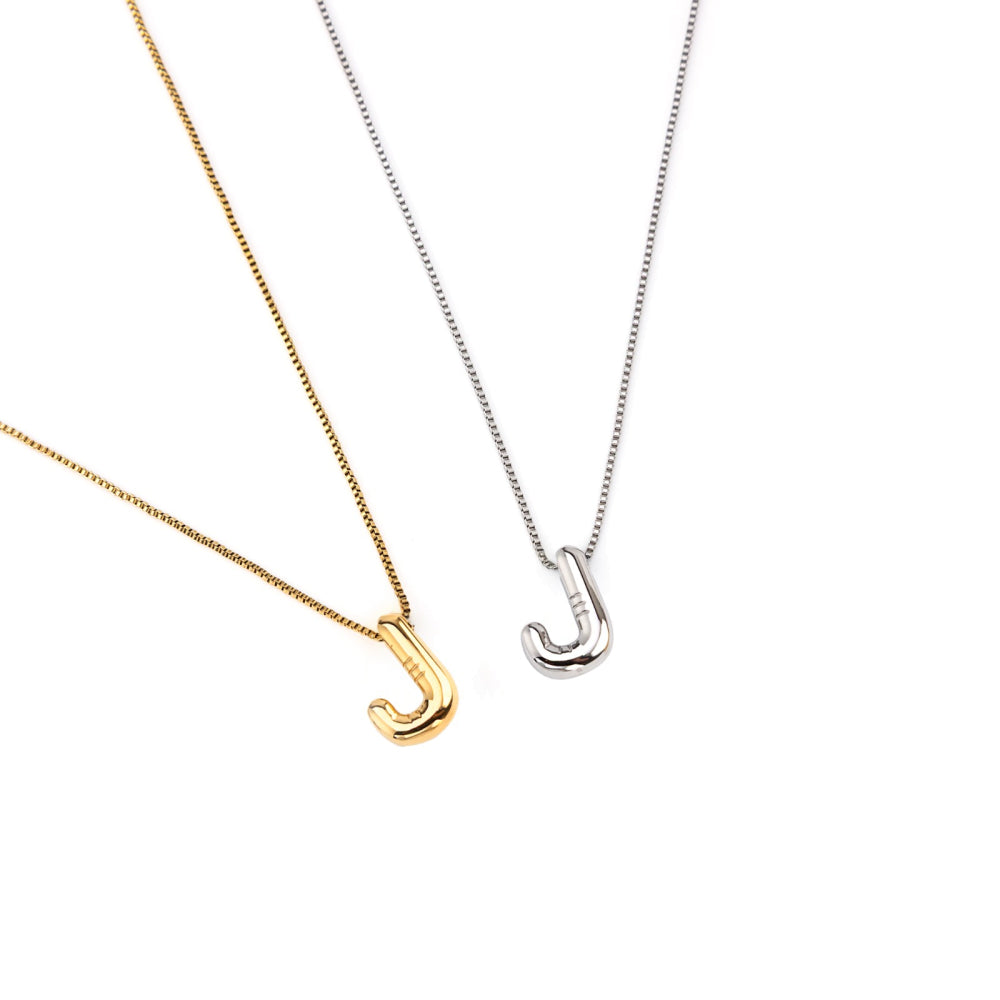 colar inicial bubble dourado aço inox 316l
Colar com letra J
colar inicial bubble prateado aço inoxidável