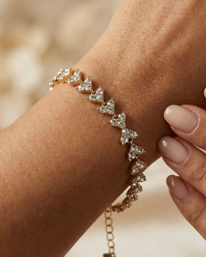 Pulseira Flores Brilhantes Dourado ou Prateado