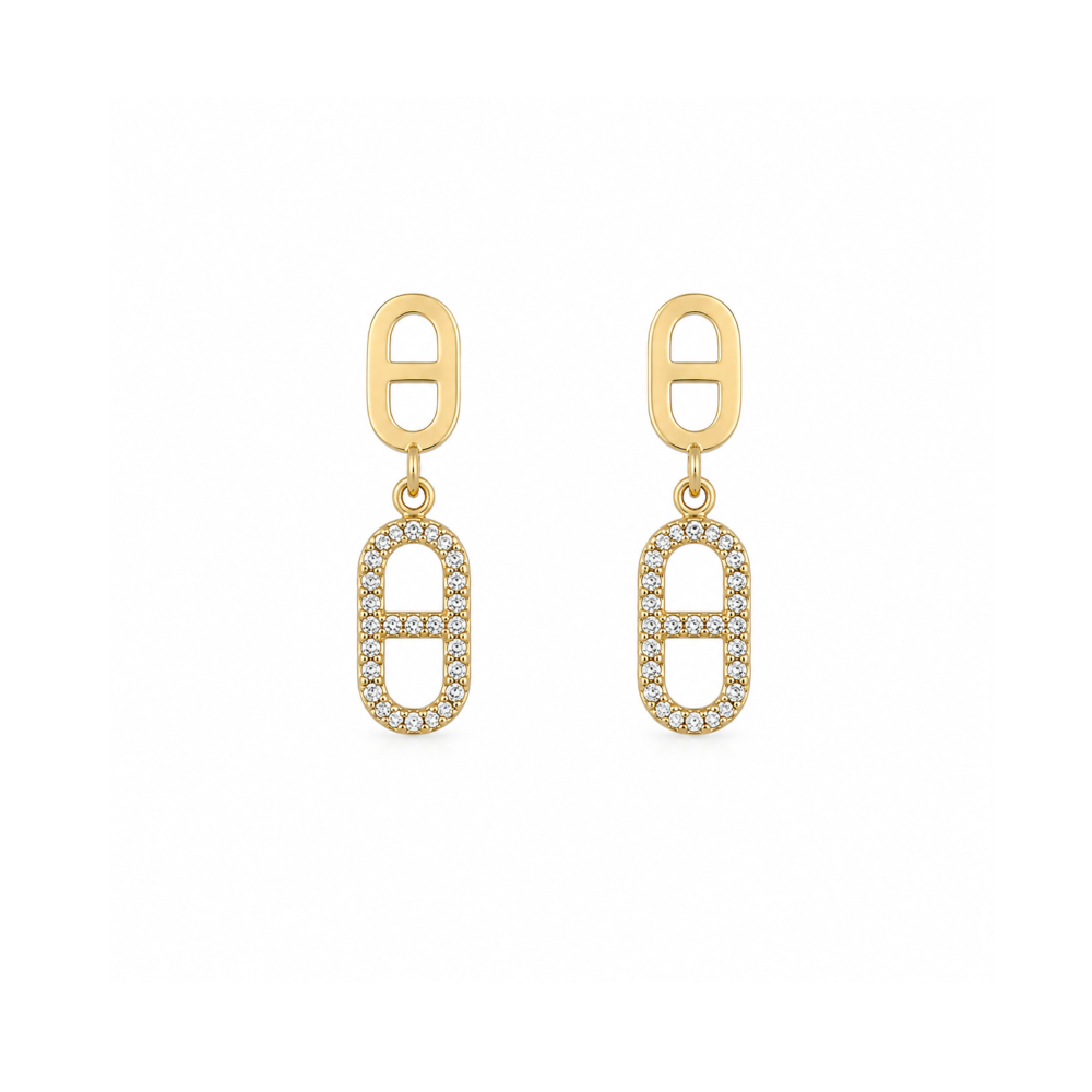 Brincos Elos Dourado ou Prateado